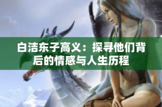 白洁东子高义：探寻他们背后的情感与人生历程