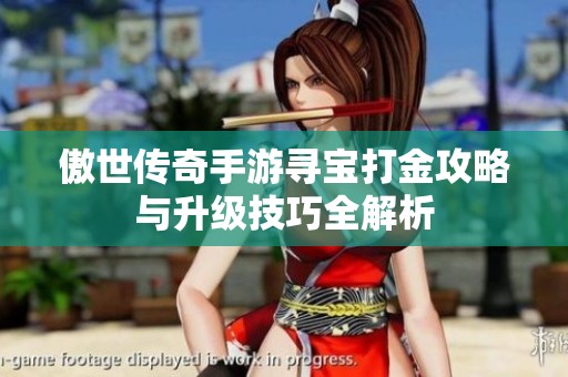 傲世传奇手游寻宝打金攻略与升级技巧全解析