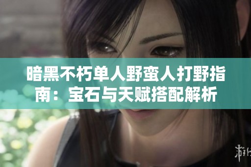 暗黑不朽单人野蛮人打野指南：宝石与天赋搭配解析