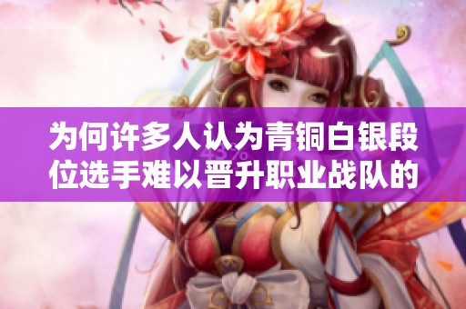 为何许多人认为青铜白银段位选手难以晋升职业战队的原因分析