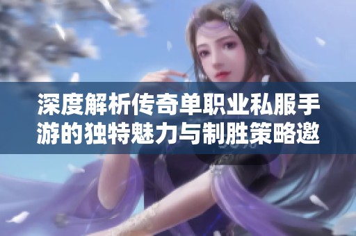 深度解析传奇单职业私服手游的独特魅力与制胜策略邀请码分享