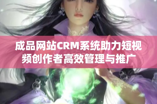 成品网站CRM系统助力短视频创作者高效管理与推广