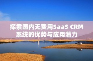 探索国内无费用SaaS CRM系统的优势与应用潜力